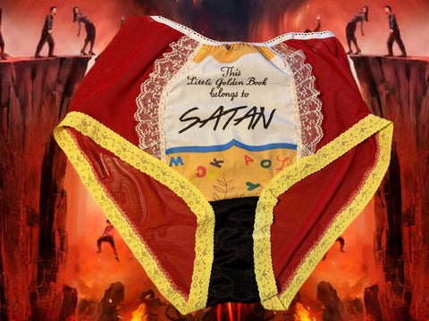 SATAN'S LIL GOLDEN BOOK sheer red high waisted