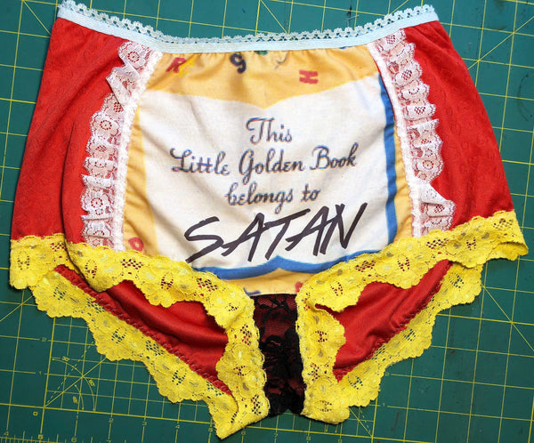 SATAN'S LIL GOLDEN BOOK sheer red high waisted