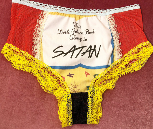 SATAN'S LIL GOLDEN BOOK sheer red high waisted